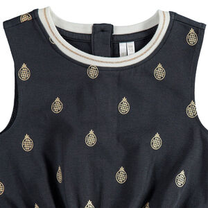 Combishort en coton avec ananas dorés printés all-over 