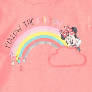 T-shirt manches longues volantées print Minnie Disney et arc-en-ciel 
