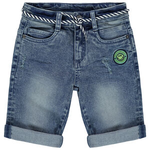 Bermuda en jean used badge Smiley 