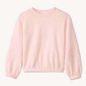 Sweat molleton uni avec cording aux manches fille 