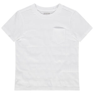 T-shirt manches courtes à rayures fantaisie et poche print palmier 