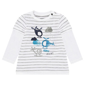 Tee-shirt manches longues effet 2 en 1 avec hélicoptères printés 