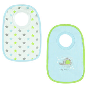 Lot de 2 bavoirs imprimés col élastiqué 