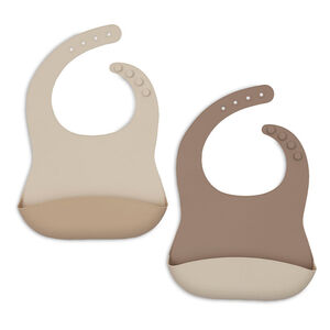 Lot de 2 bavoirs silicone avec bac de récupération Natural Shades 