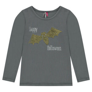 Tee-shirt spécial halloween avec print chauve-souris en sequins magiques 