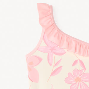 Maillot de bain 1 pièce bretelles asymétriques imprimé fleurs fille 