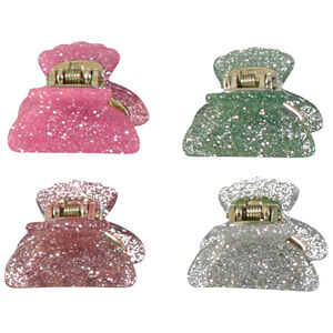 Lot de 4 mini pinces crabe pailletées fille 