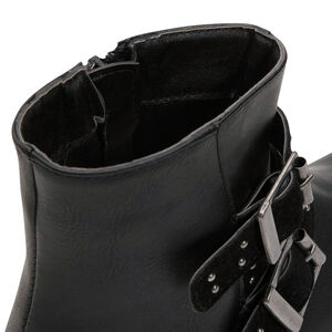 Bottillons effet cuir avec boucles et clous fantaisie 