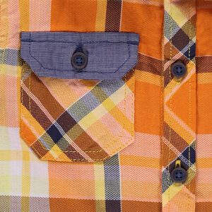 Chemise manches longues à carreaux contrastés 