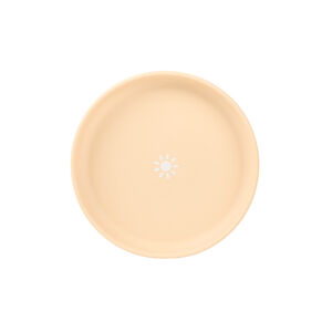 Assiette ronde en silicone avec motif soleil et rebord 