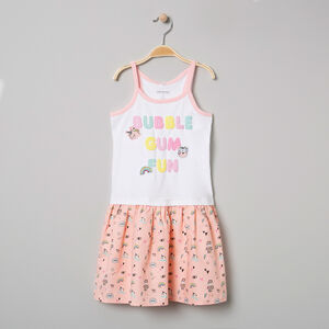 Robe sans manches effet 2 en 1 à message printé et imprimés fantaisie 