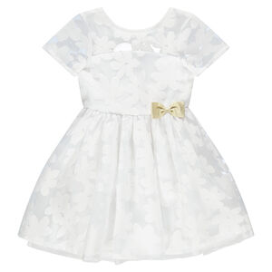 Robe de cérémonie manches courtes en tulle avec fleurs all-over  