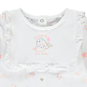 Dors-bien imprimé effet plastron volanté pour bébé fille 