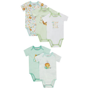 Lot de 5 bodies manches courtes jungle pour bébé garçon 