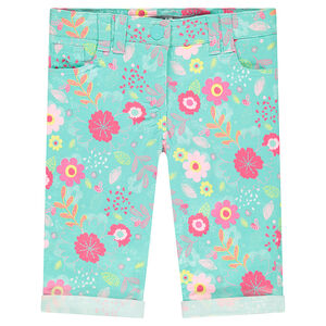 Corsaire en twill avec imprimé fleurs all-over 