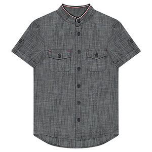 Junior - Chemise manches courtes effet chambray à poches 