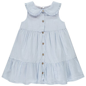 Robe sans manches à rayures et col claudine pour bébé fille 