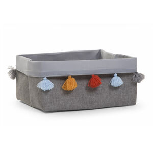 Panier canvas Pom Poms - 40 x 30 x 20 cm 