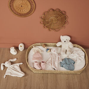 Ensemble bonnet + moufles uni pour bébé 