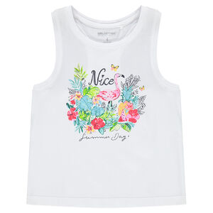 Débardeur en coton avec imprimé fantaisie sur le devant 