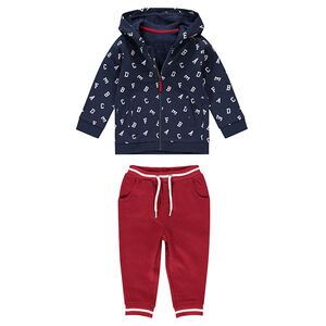 Ensemble gilet imprimé lettres all-over et pantalon uni en molleton 