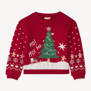 Pull de Noël en tricot doublé sherpa fille 