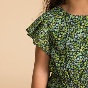 Robe manches courtes imprimé fleuri fille 