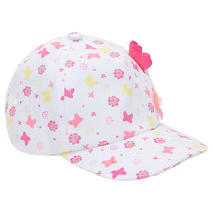 Casquette en twill avec imprimé fantaisie all-over et papillon en relief 