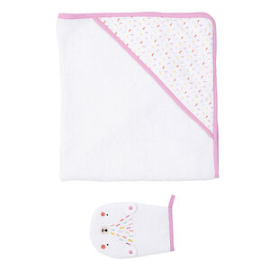 Set de bain avec cape en éponge et gant de toilette 