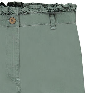 Pantalon cargo en toile finition volantée fille 