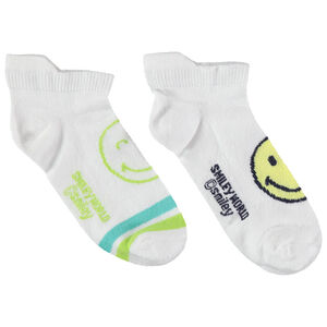 Lot de 2 paires de chaussettes courtes motif Smiley jacquard 