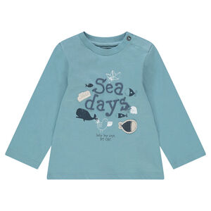 Tee-shirt manches longues en jersey avec message en relief 