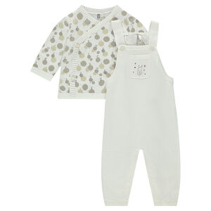 Ensemble salopette et gilet en tricot à motif jacquard 