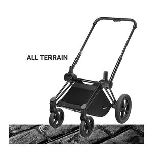 Chassis poussette Priam - Roues tout terrain - Noir mat 