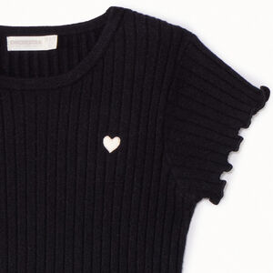 Pull manches courtes en tricot avec broderie fille 