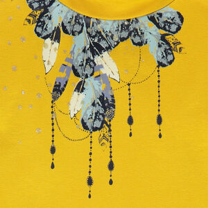 Sous-pull col cheminée print plumes fantaisie 