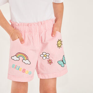 Short en toile à rayures brodées Bilie Boo fille 