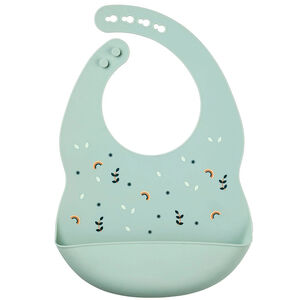 Bavoir réglable avec bac récupérateur - Silicone - Vert - Imprimé  