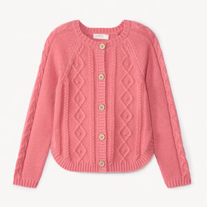 Gilet manches longues en tricot torsadé uni fille 
