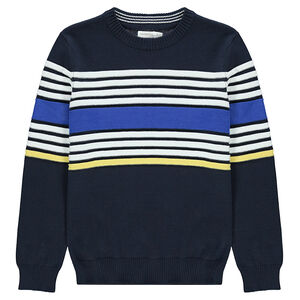 Junior - Pull en tricot avec bandes contrastées en jacquard 