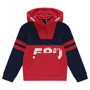 Junior - Sweat en molleton à capuche avec zip et bandes contrastées 