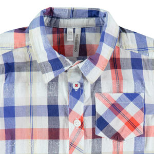 Chemise manches longues à carreaux colorés et poche 