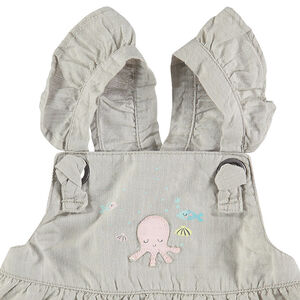 Robe à bretelles volantées avec pieuvre patchée et poches 