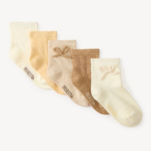 Lot de 5 chaussettes fille avec nœuds et maille ajourée 