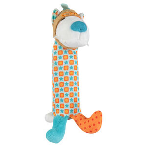 Cri cri en peluche forme loup en jersey imprimé et velours 