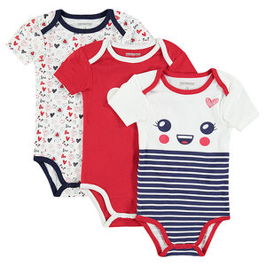 Lot de 3 bodies manches courtes en jersey avec motifs esprit manga 