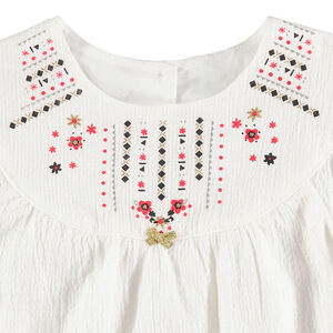 Tunique en coton fantaisie avec broderies et motifs printés 