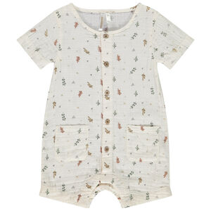 Combishort en double gaze imprimé feuilles pour bébé 