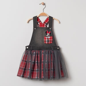 Robe salopette en jean et tulle broderie Minnie Disney 