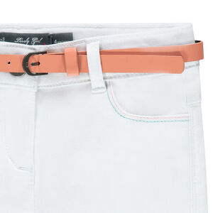 Corsaire en twill avec ceinture amovible et flamant rose brodé 